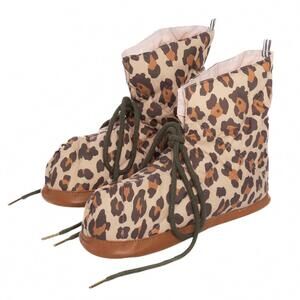 NEW THE GREAT. women's down quilted slippers in brown